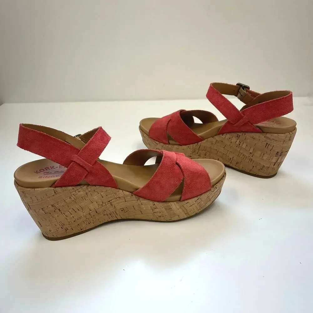 Kork-Ease Ava 2.0 Cork Wedge Platform Sandal Comfort Suede Leather Summer 10M